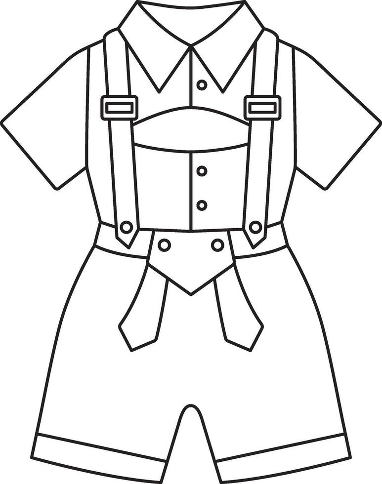 Men's national Bavarian Trachten costume, Oktoberfest, simple black and white icon on isolated background vector