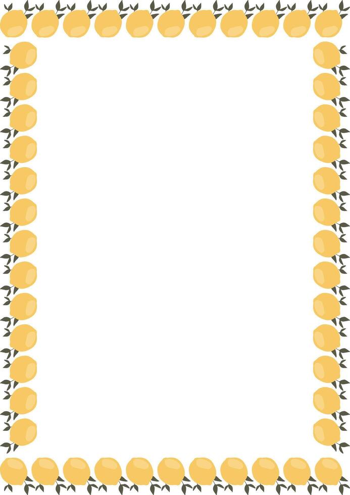Lemon fruits frame. Autumn Thanksgiving decoration. Frame with empty space for your text vector