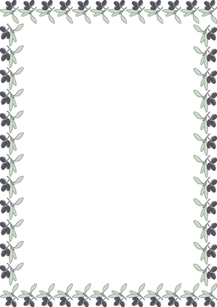 Olive branch frame. Botanic plant empty template. Empty frame box vector
