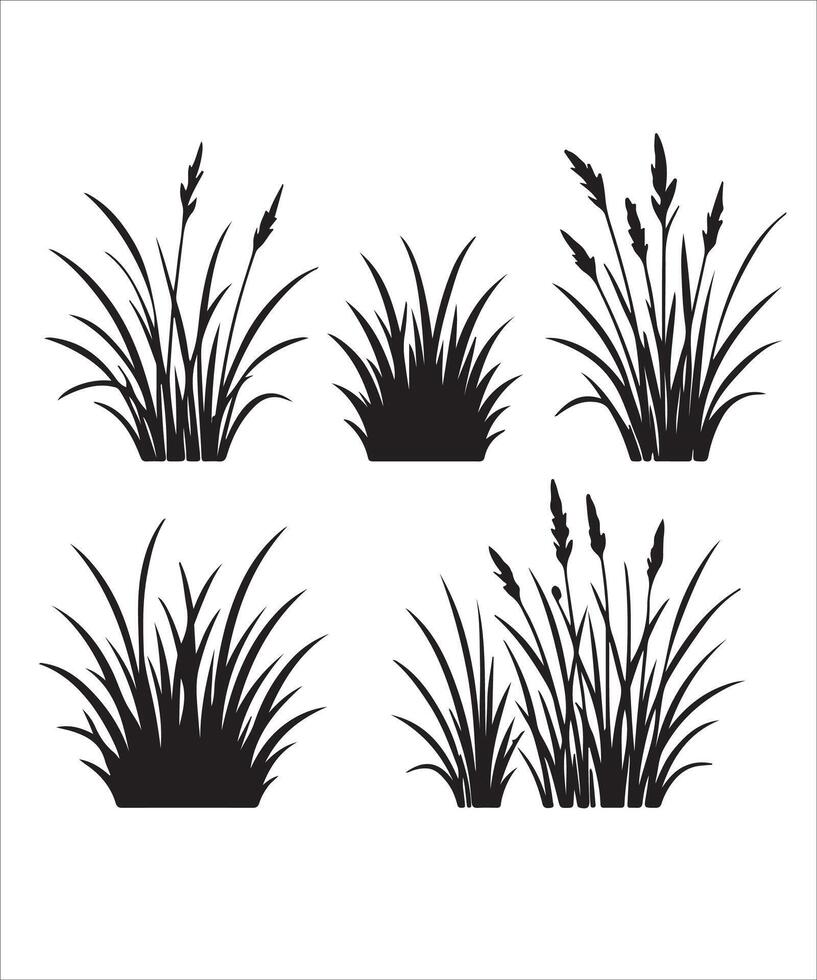 Grass Silhouette Set Illustration Isolated on White Background vector