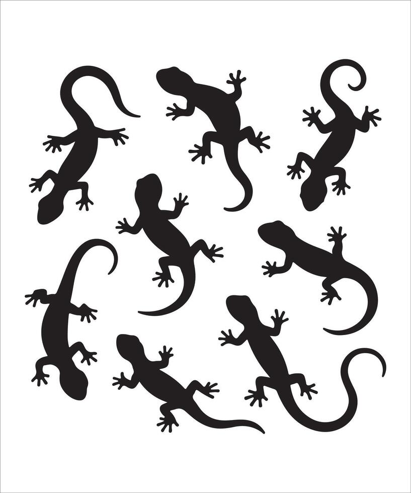Salamander Silhouette Set vector