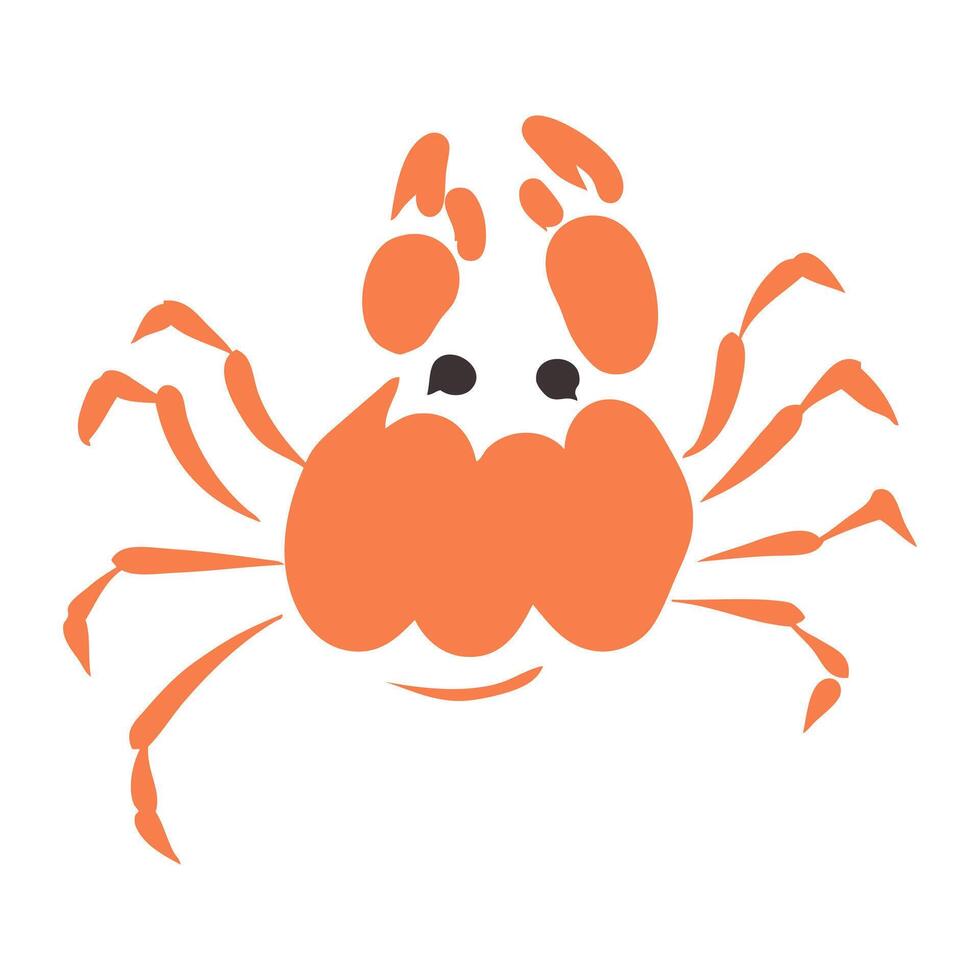 Hand drawn crab illustration isolated on white background. Aquatic animal in flat design. Perfect for logo, restaurant menu, fish market, banner, poster, sticker. vector