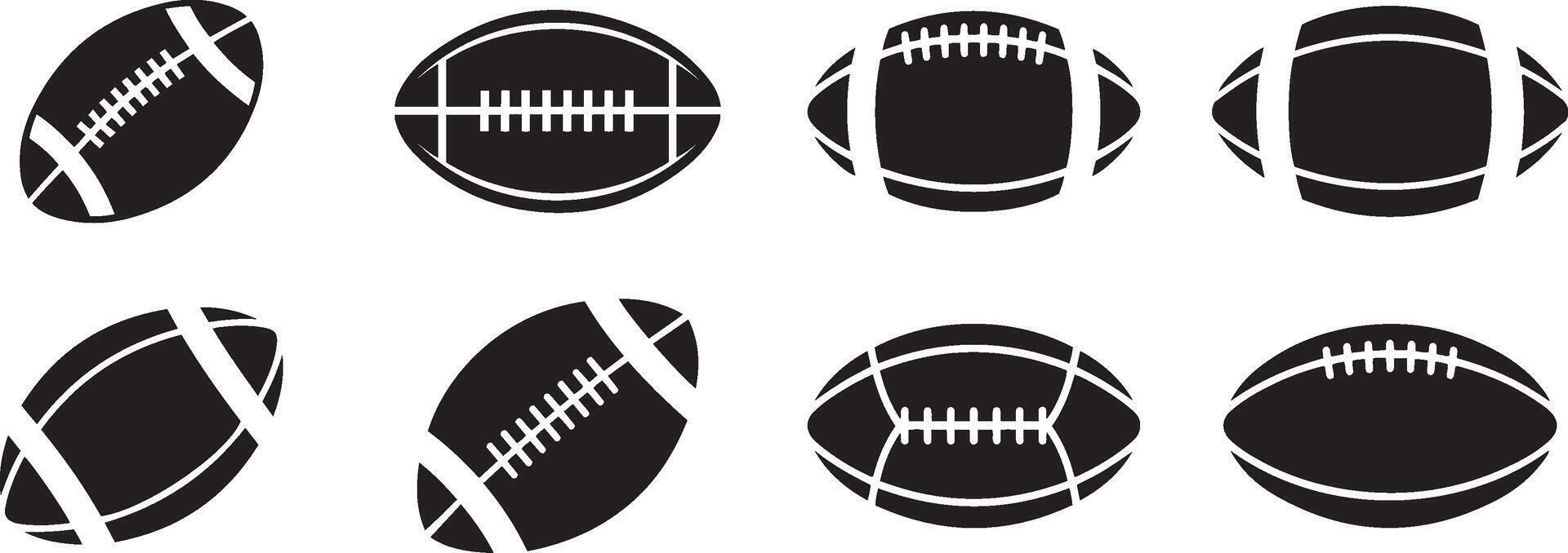 Set of Black and White Rugby and American Football Ball Icon vector