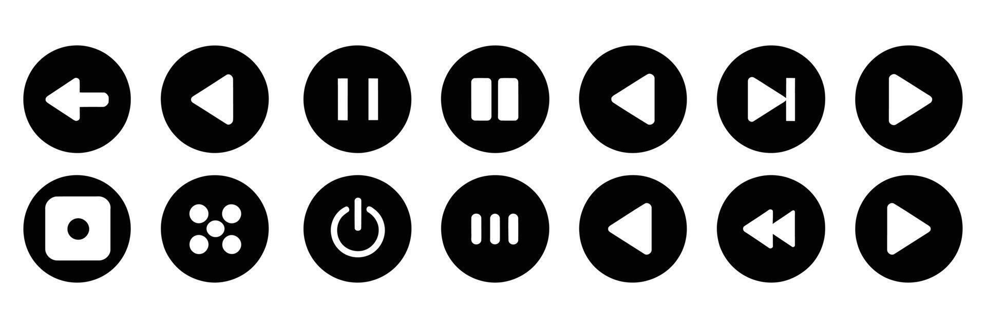 Big Media player control icon set, interface multimedia symbols vector