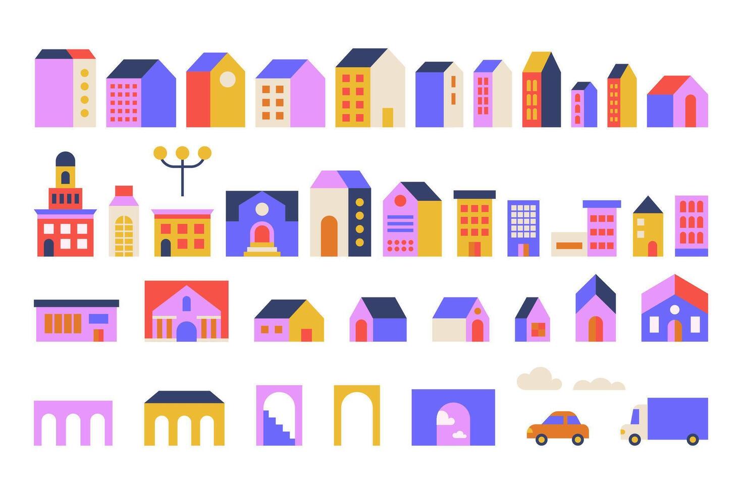 Colorful house and building illustrations vector