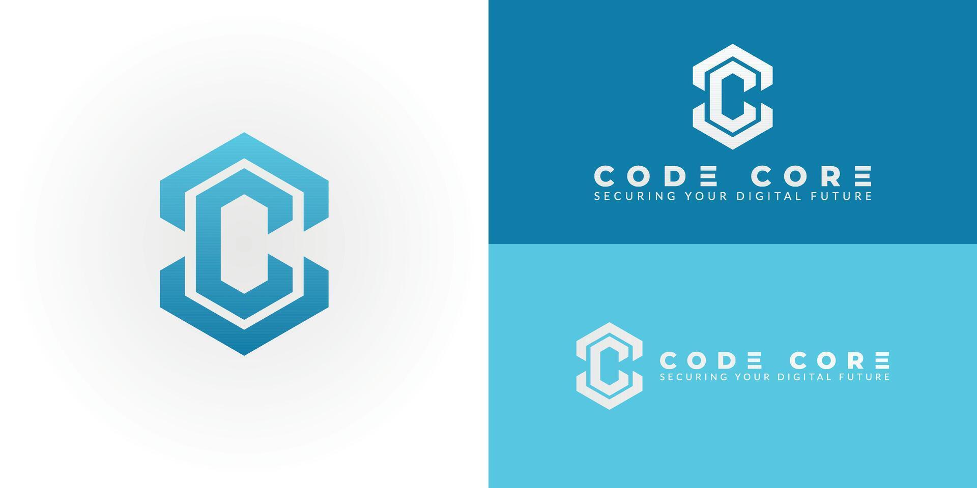 The hexagonal emblem features an intertwining C, symbolizing Cyber Control or Connected Cyber. This design is ideal for cybersecurity and tech firms that emphasize secure and robust digital solutions. vector