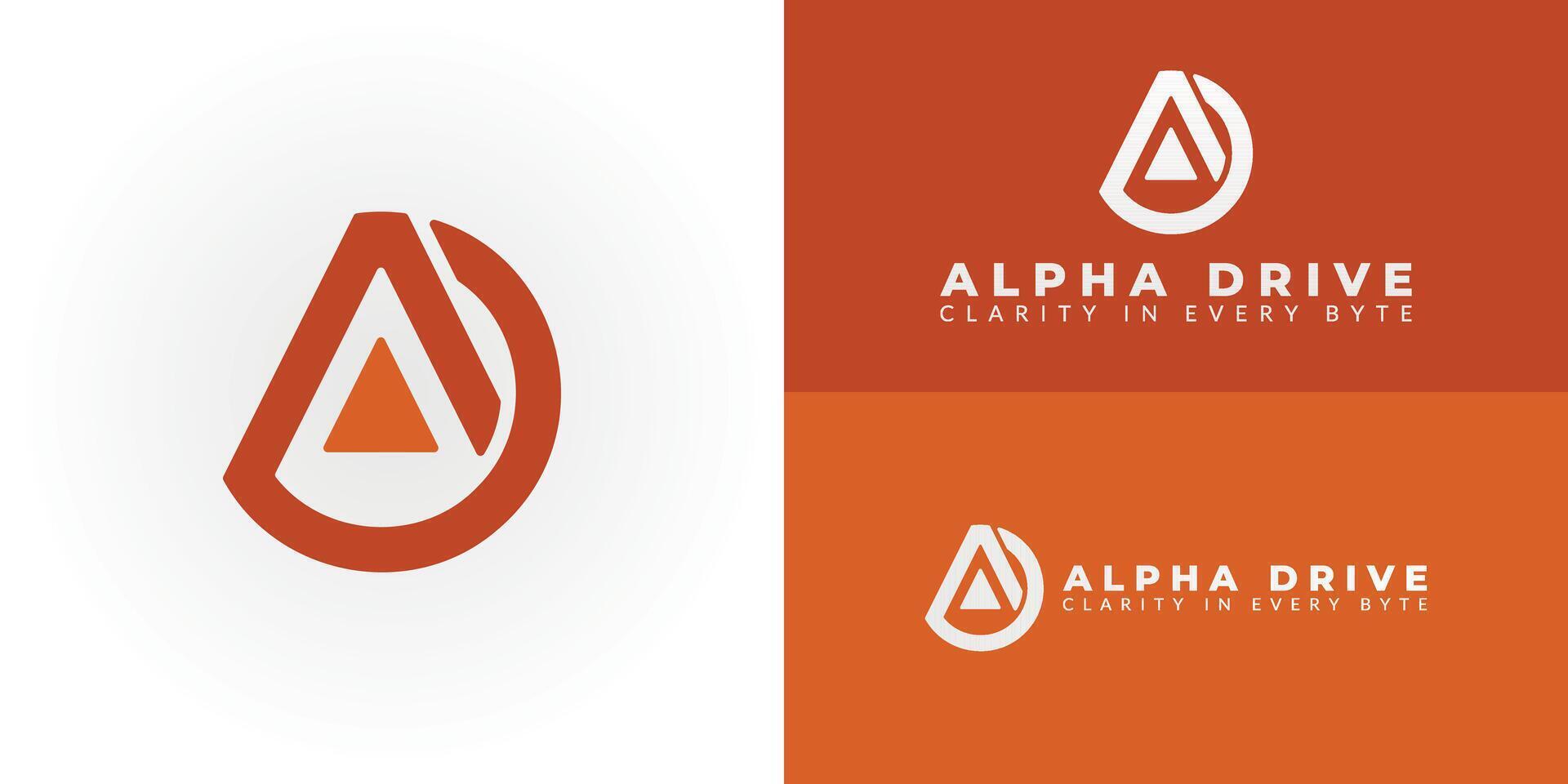 Modern AD logo for a tech and software company. It represents advancement and digital data, featuring clean lines and a dynamic form that symbolizes innovation and precision. vector