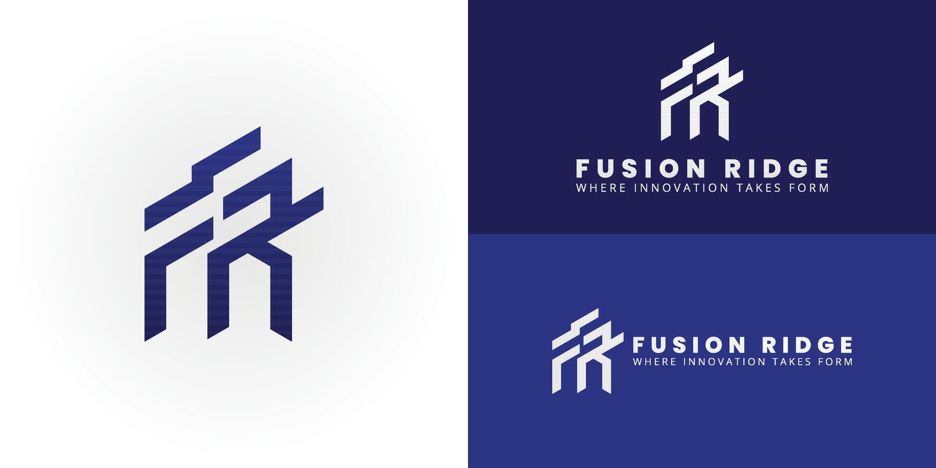 Modern Technology and IT logo featuring an abstract FR emblem, representing innovation and digital solutions for a forward-thinking company. vector