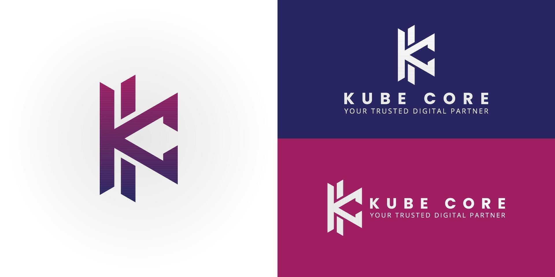 Abstract KC emblem logo representing technology and software companies. It signifies digital partnership and innovative solutions, providing a modern and adaptable design. vector