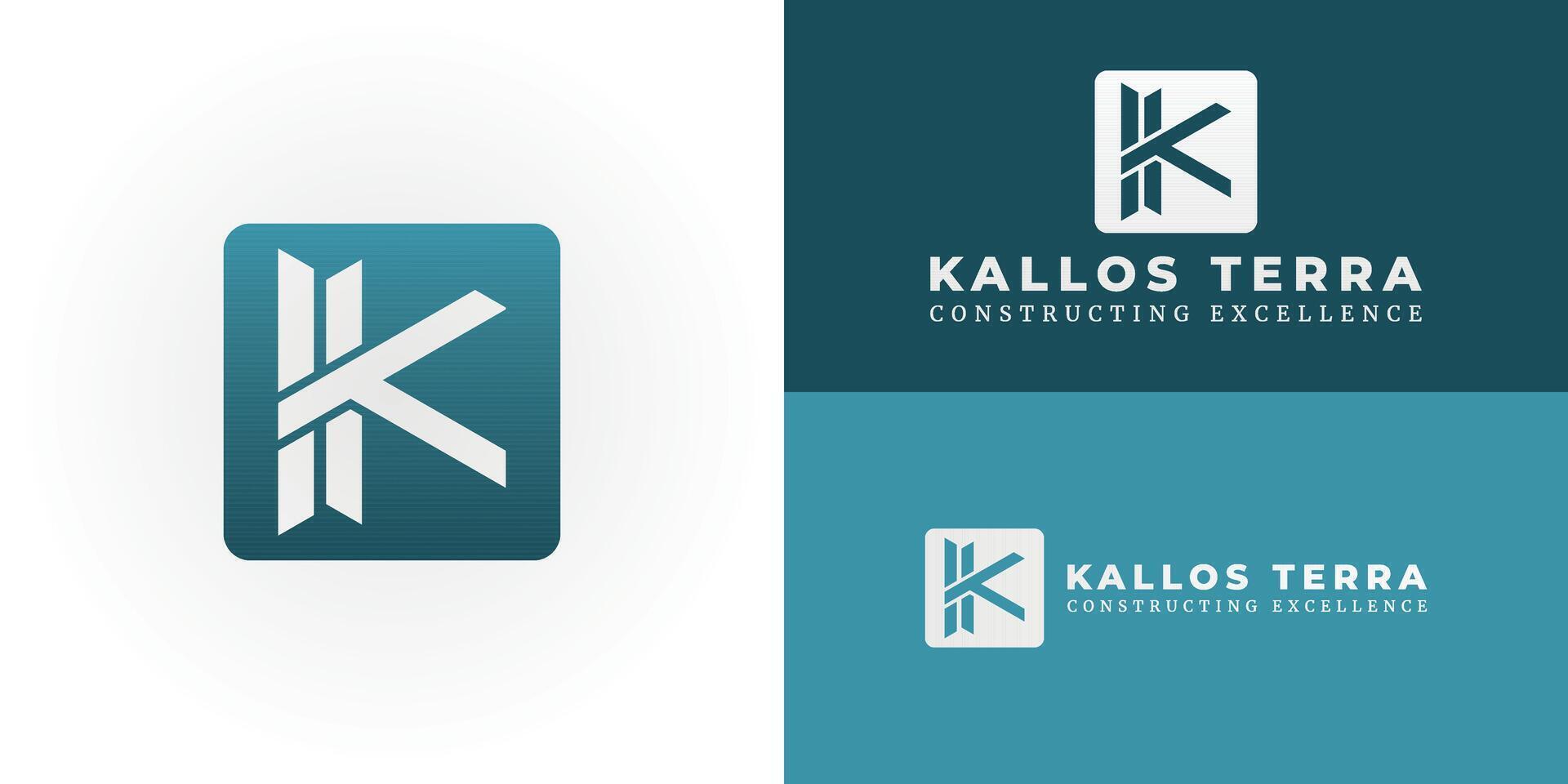 Modern KT emblem for a real estate and construction company logo. Strong geometric lines convey stability and innovation, making it perfect for property development and building firms. vector