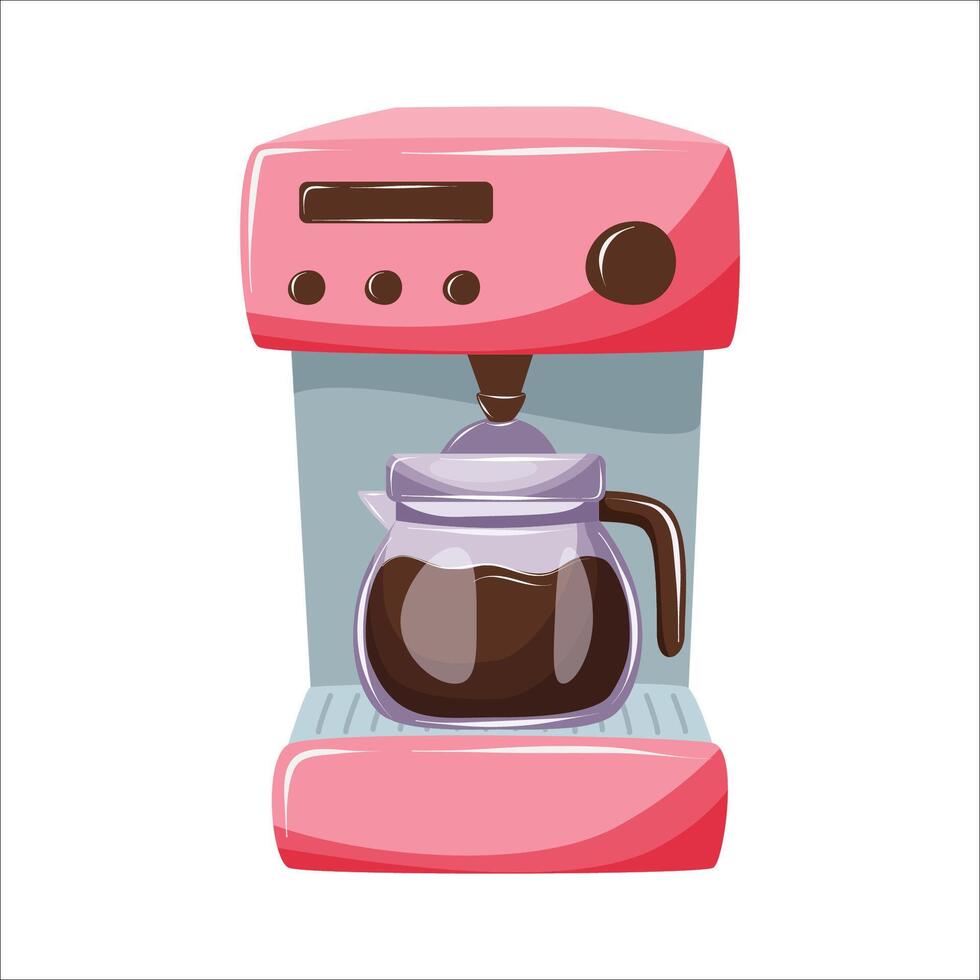 Modern drip coffee maker. Filter coffee brewer with pot. Isolated illustration. vector