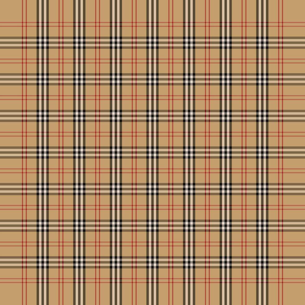 Beige plaid pattern with black and red lines vector