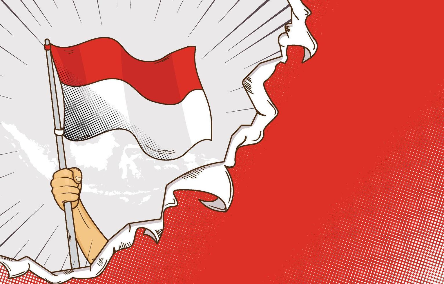 Indonesia flag held by hand vector