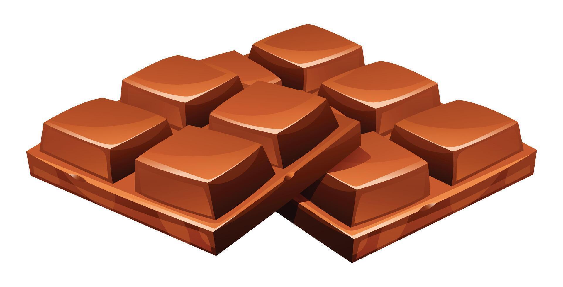 Two whole chocolate bars neatly stacked, ready to be enjoyed. Perfect for sharing or a sweet gift. Cartoon illustration vector
