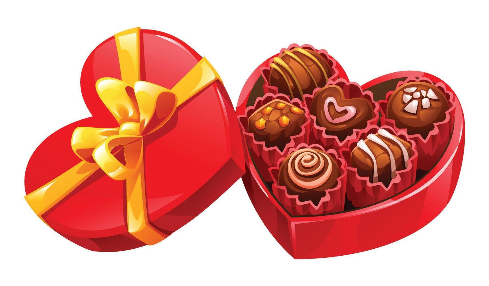 Heart-shaped box of chocolates vector
