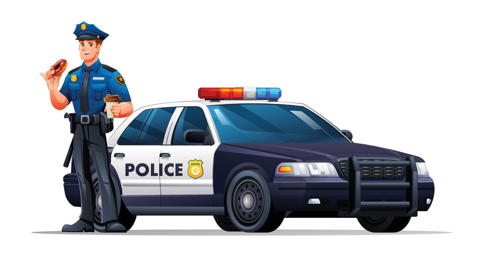 Police officer with patrol car design vector