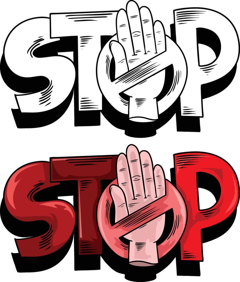 stop hand gesture vector