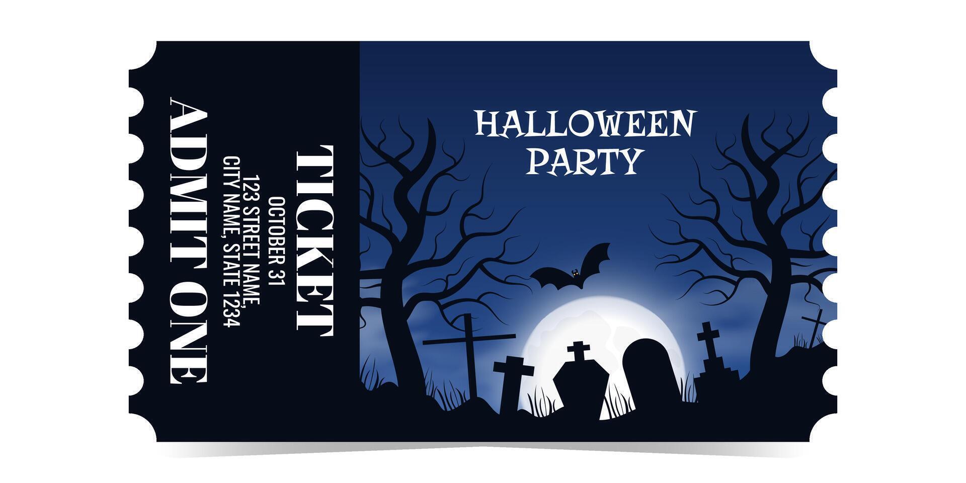 Halloween party ticket design vector