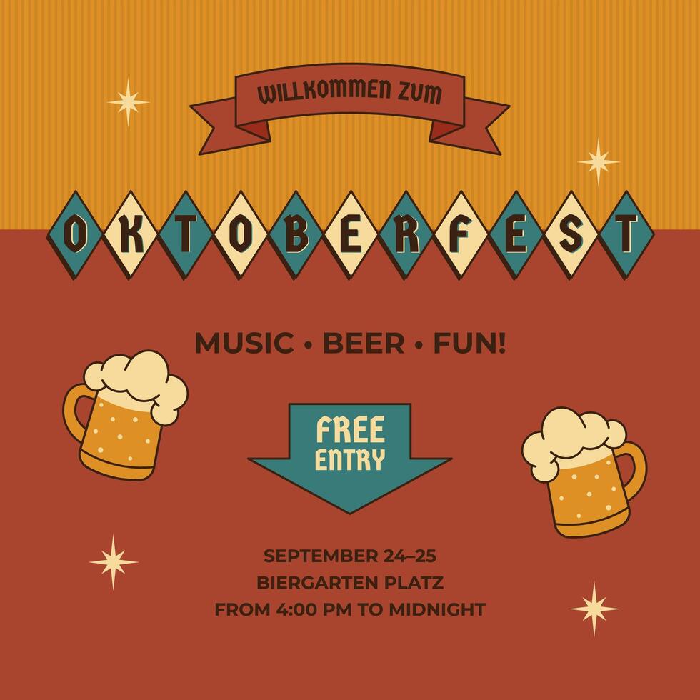 Oktoberfest music beer fun event vector