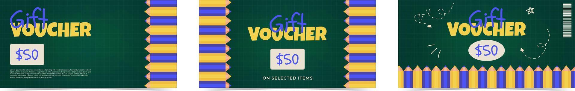 Colorful $50 gift voucher design vector