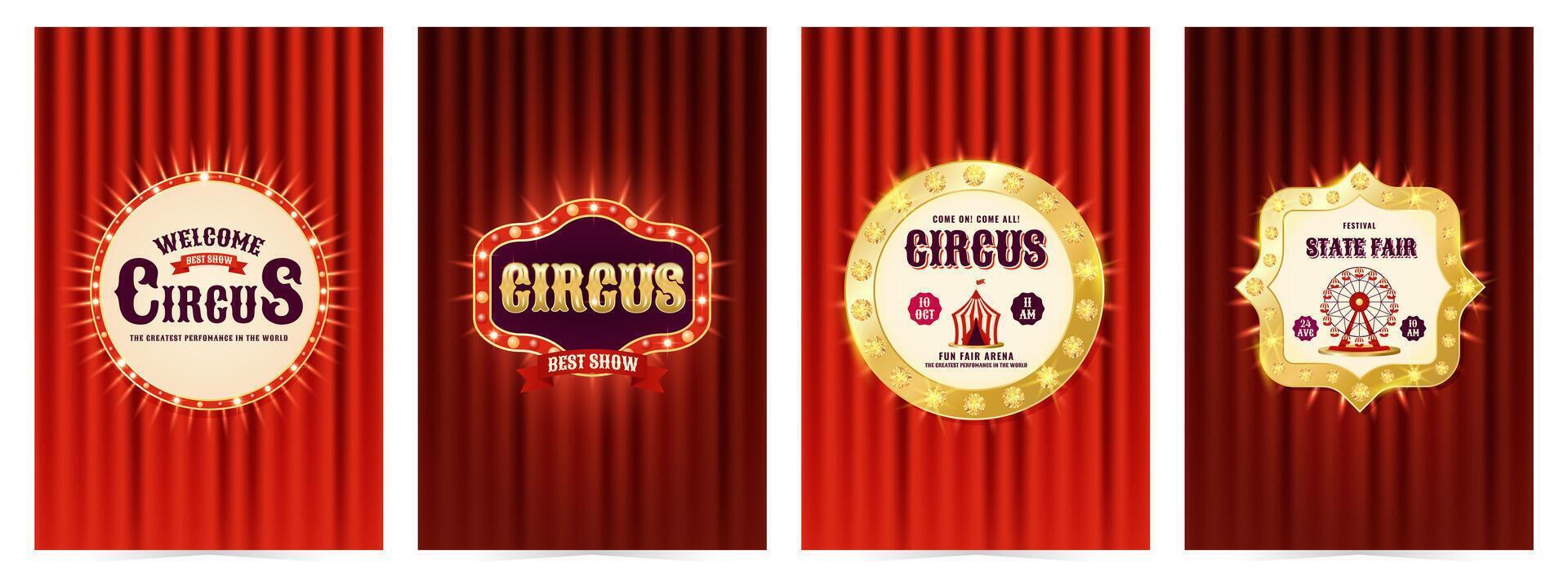 Colorful circus show poster designs vector
