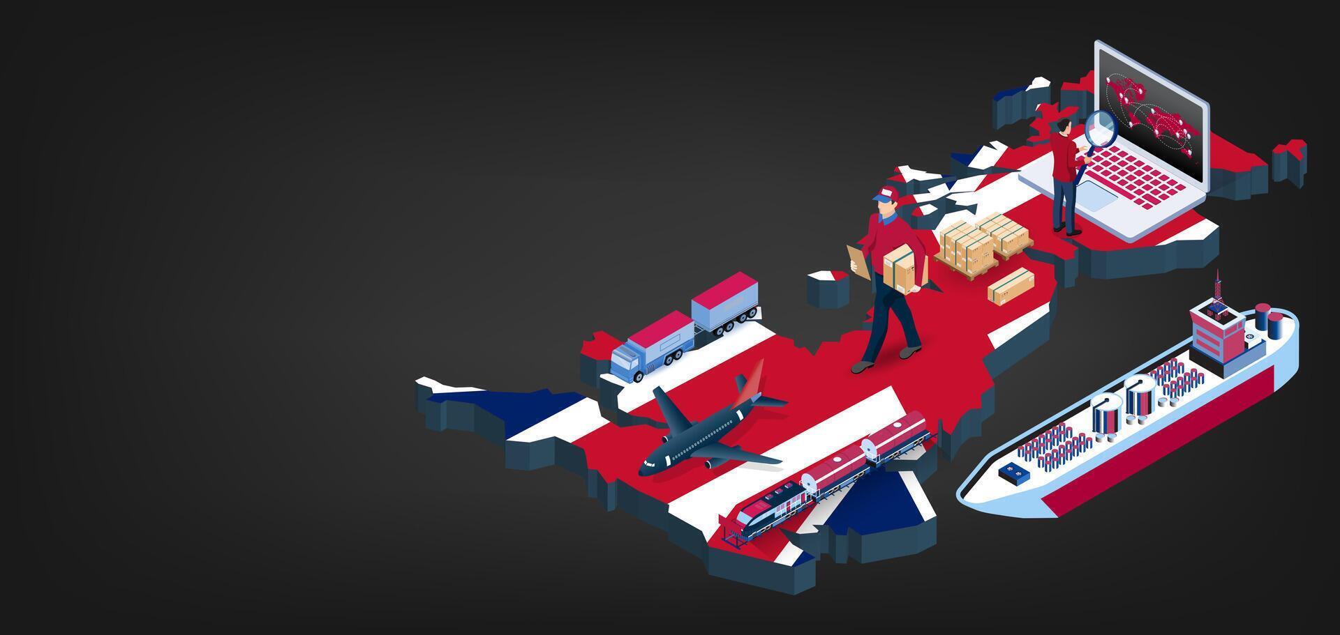 Logistics and transport map illustration vector