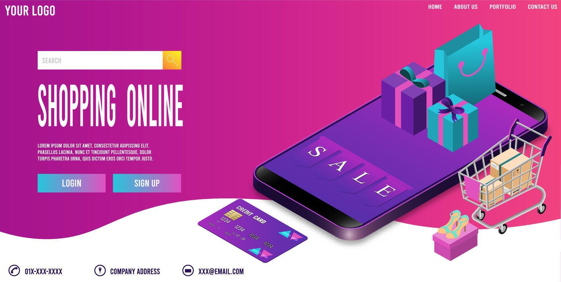 Shopping online with discounts and gifts vector