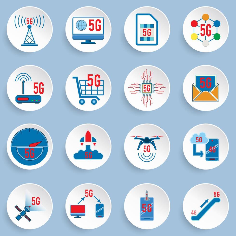 5G technology icons and symbols vector