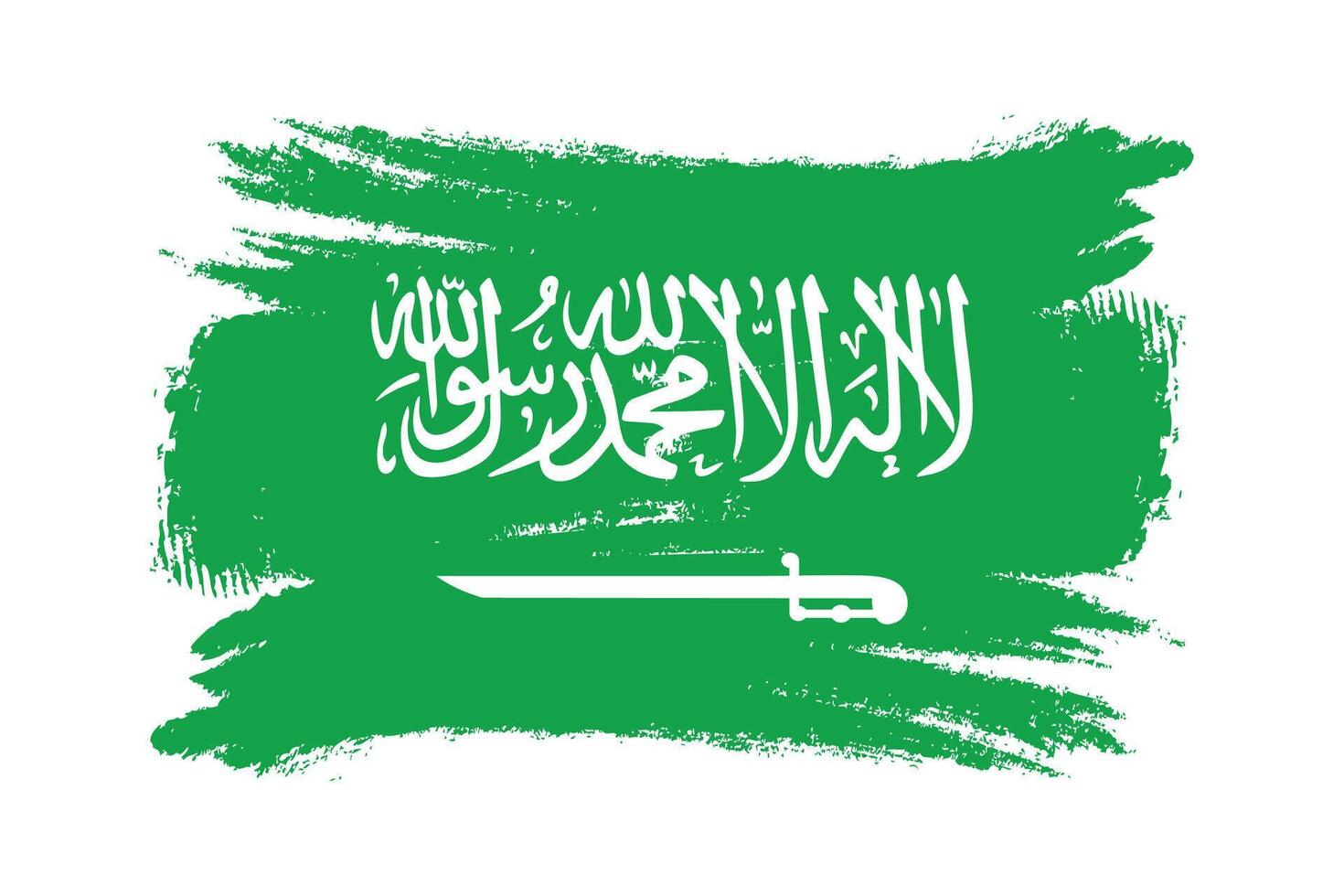 Textured Saudi Arabian Flag with Brush Strokes. vector