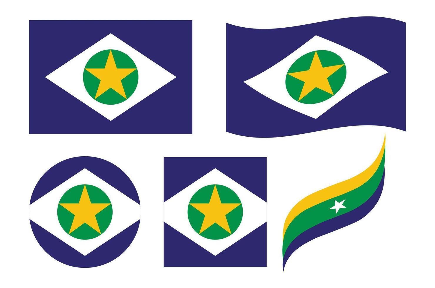 Collection of Mato Grosso Flag Designs. State Flag of Brazil. vector
