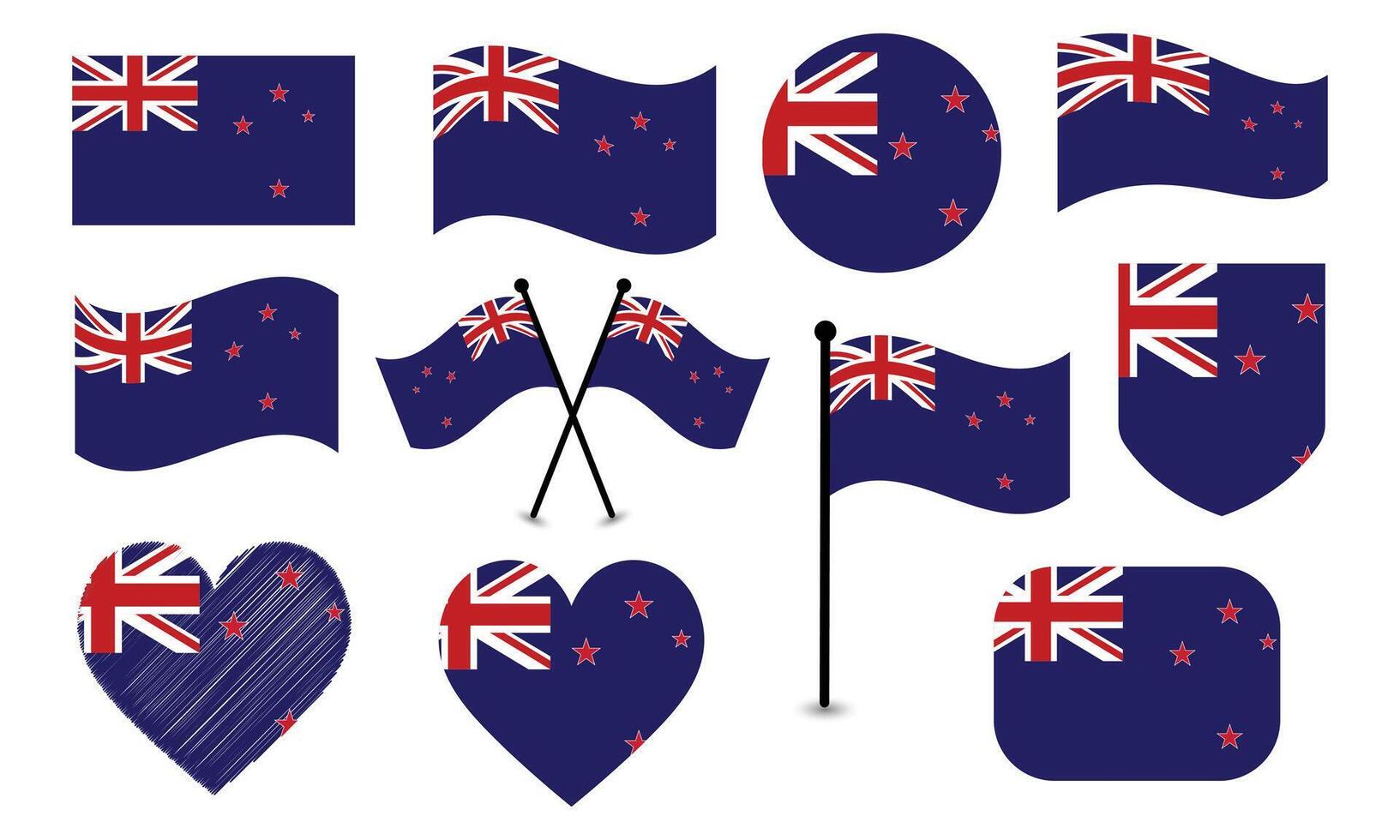 Diverse Collection of New Zealand Flag Designs. vector