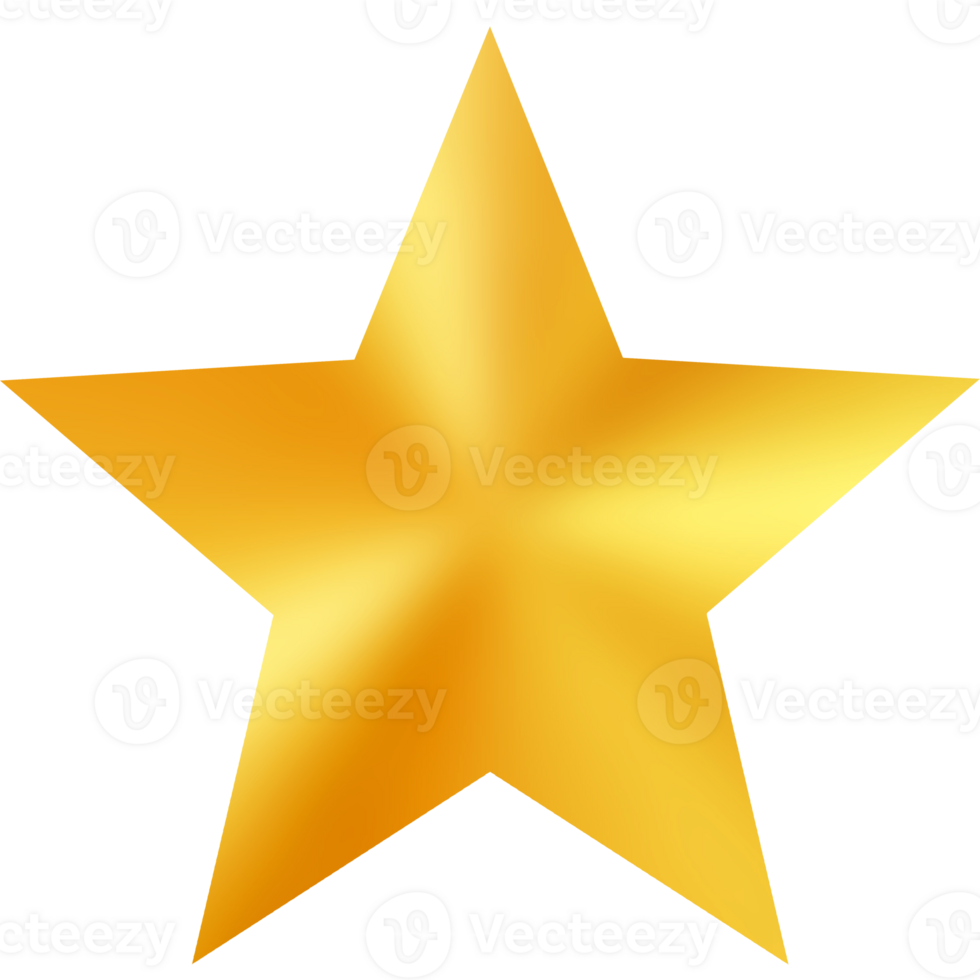 Golden Star Illustration, Metallic Luxury Five Point Star Design png