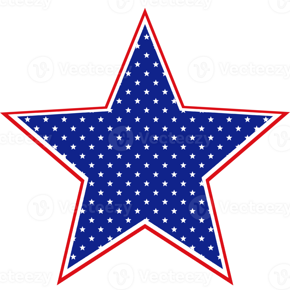 Blue Star with Red Outline and Small White Stars. Classic American style png