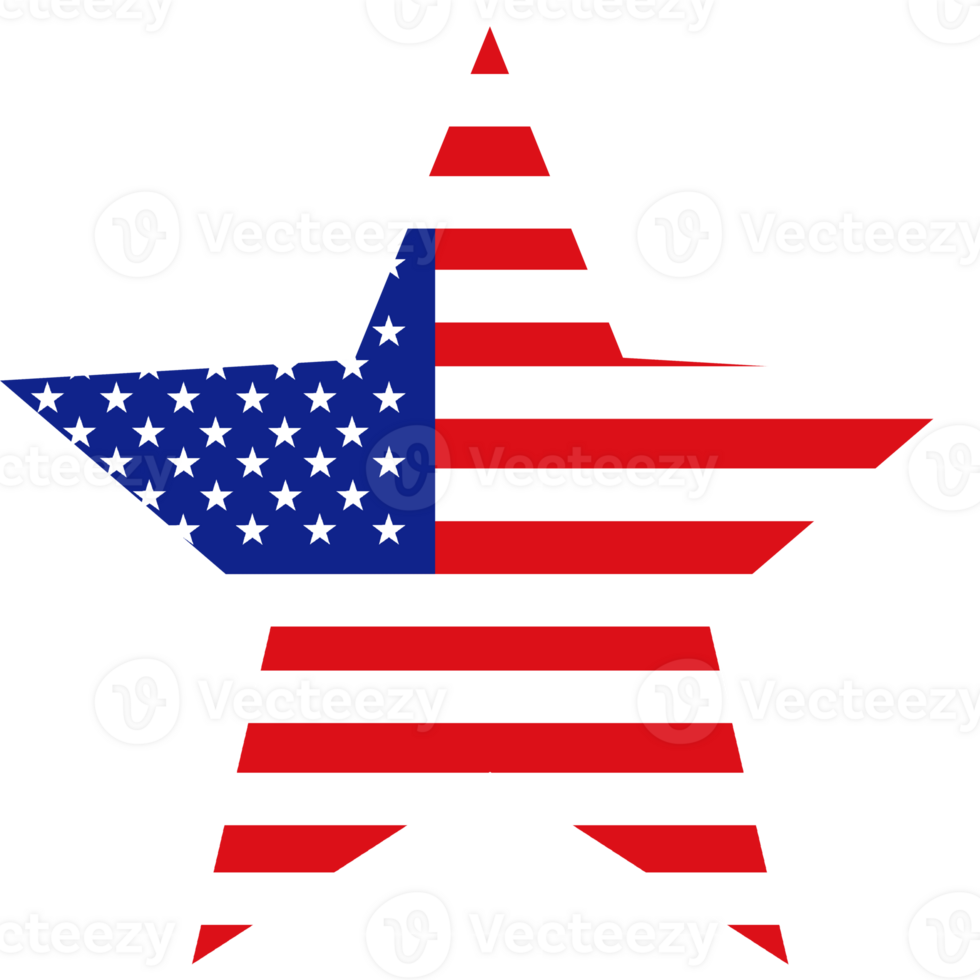 Star Shape with American Flag Design. USA Flag in star shape png