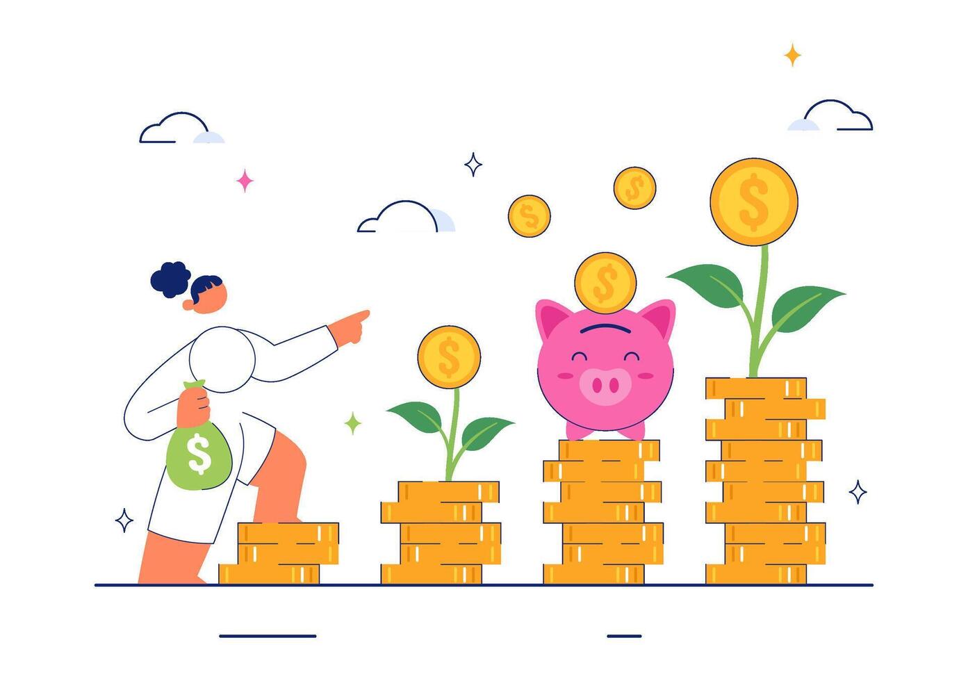 Illustration of World Thrift Day with Piggy Bank, Coins, and Money Saving Concept on October 31 vector