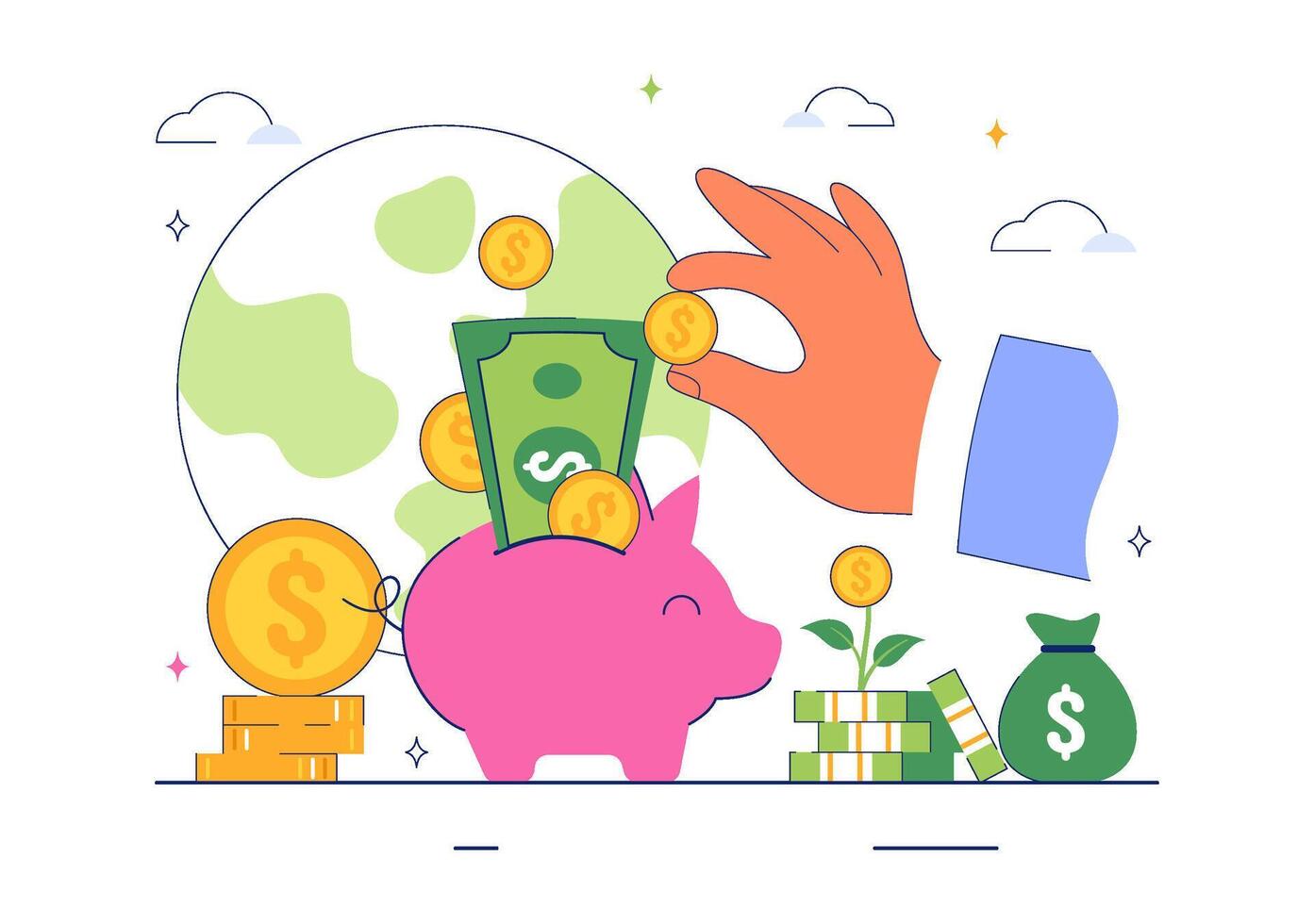 Financial Literacy and Saving Money Concept for World Thrift Day Illustration on October 31 vector