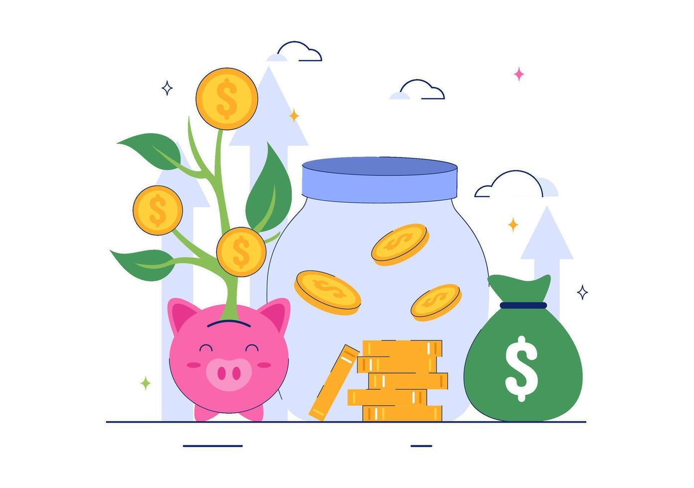 Design for World Thrift Day with Financial Education and Money Saving Elements vector