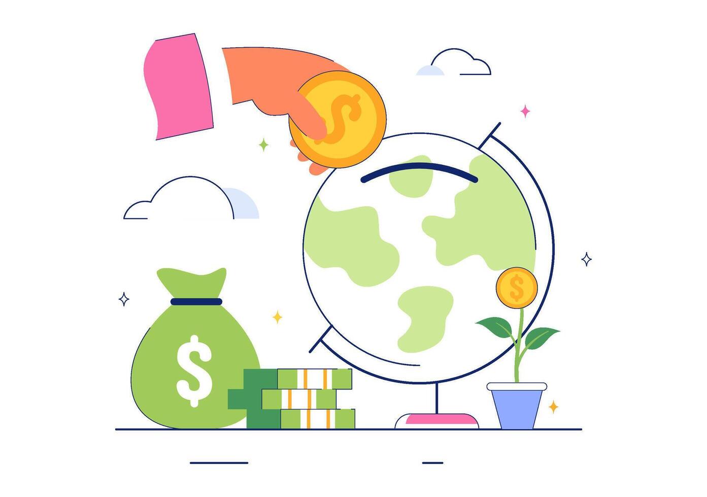 Save Money Concept with Piggy Bank and Financial Goals for World Thrift Day Flat Design vector