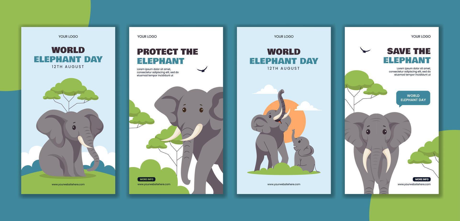 Illustrations for World Elephant Day awareness vector