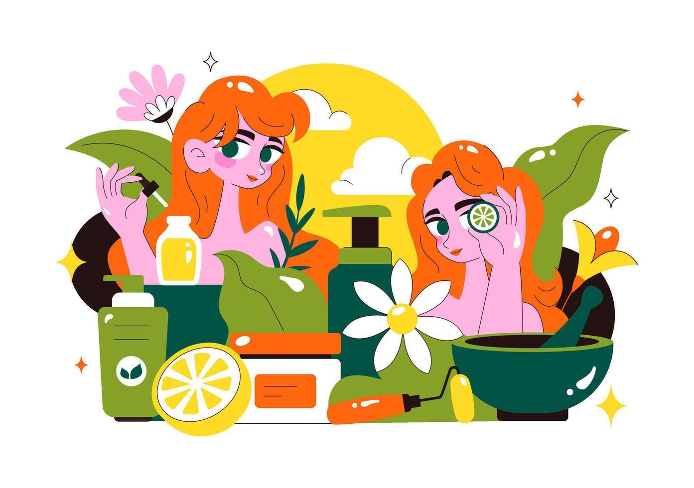 Colorful skincare product illustration vector