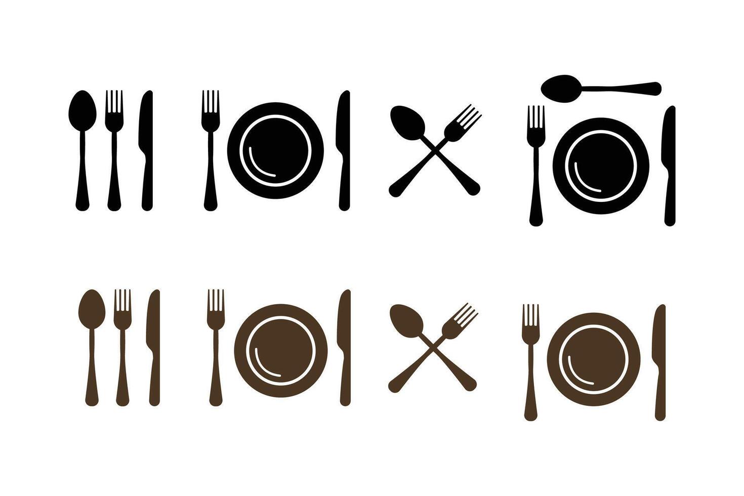 A set of different types of utensils and plates vector