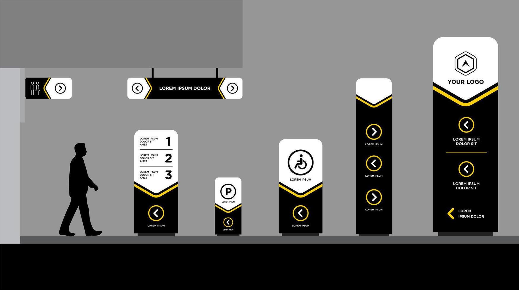 Tower Outdoor advertising set for street city promotion vector