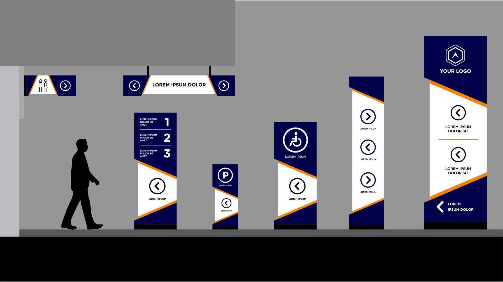 tower Exterior and interior signage blue graphic vector