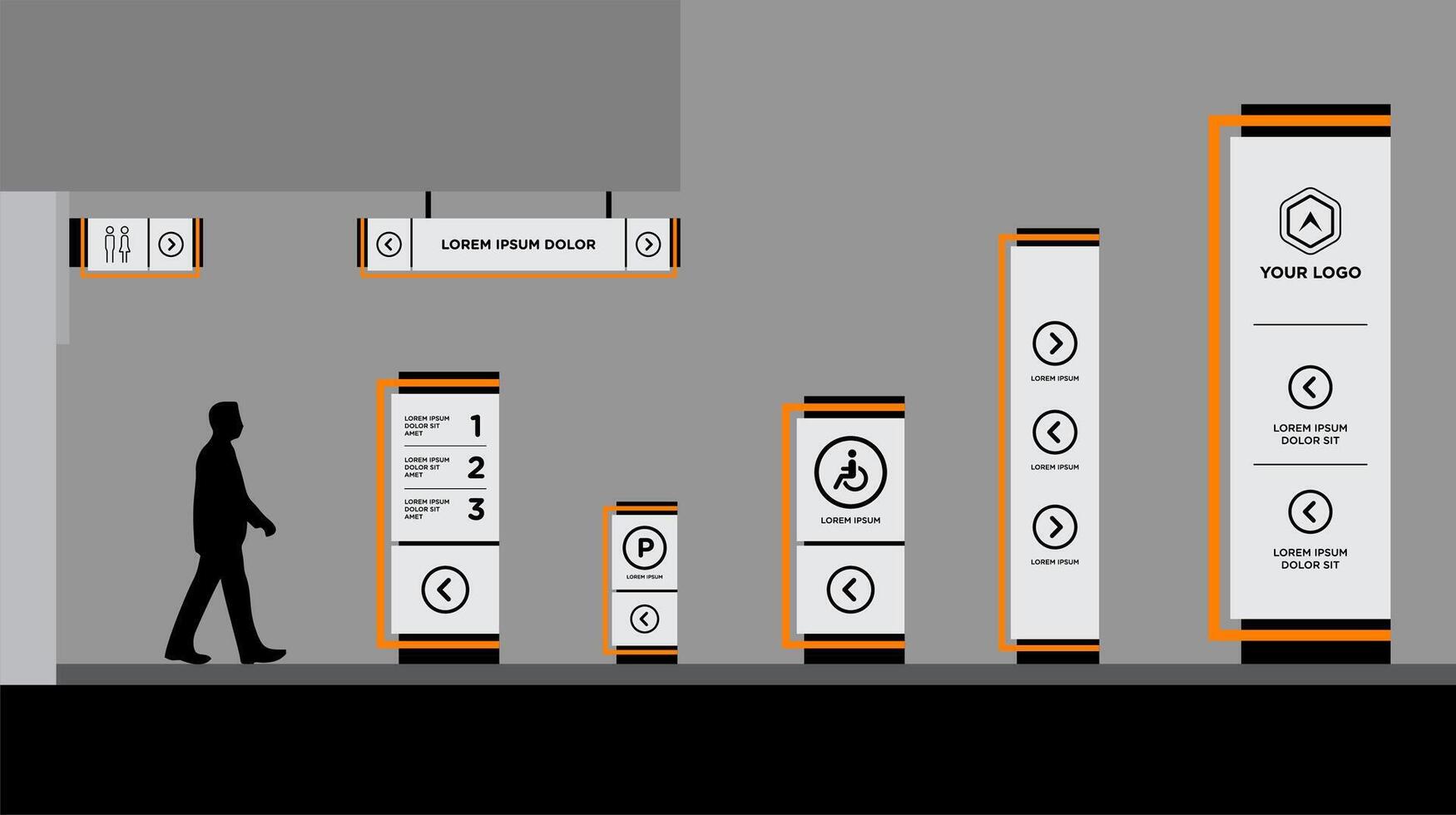 a Exterior and interior signage concept vector