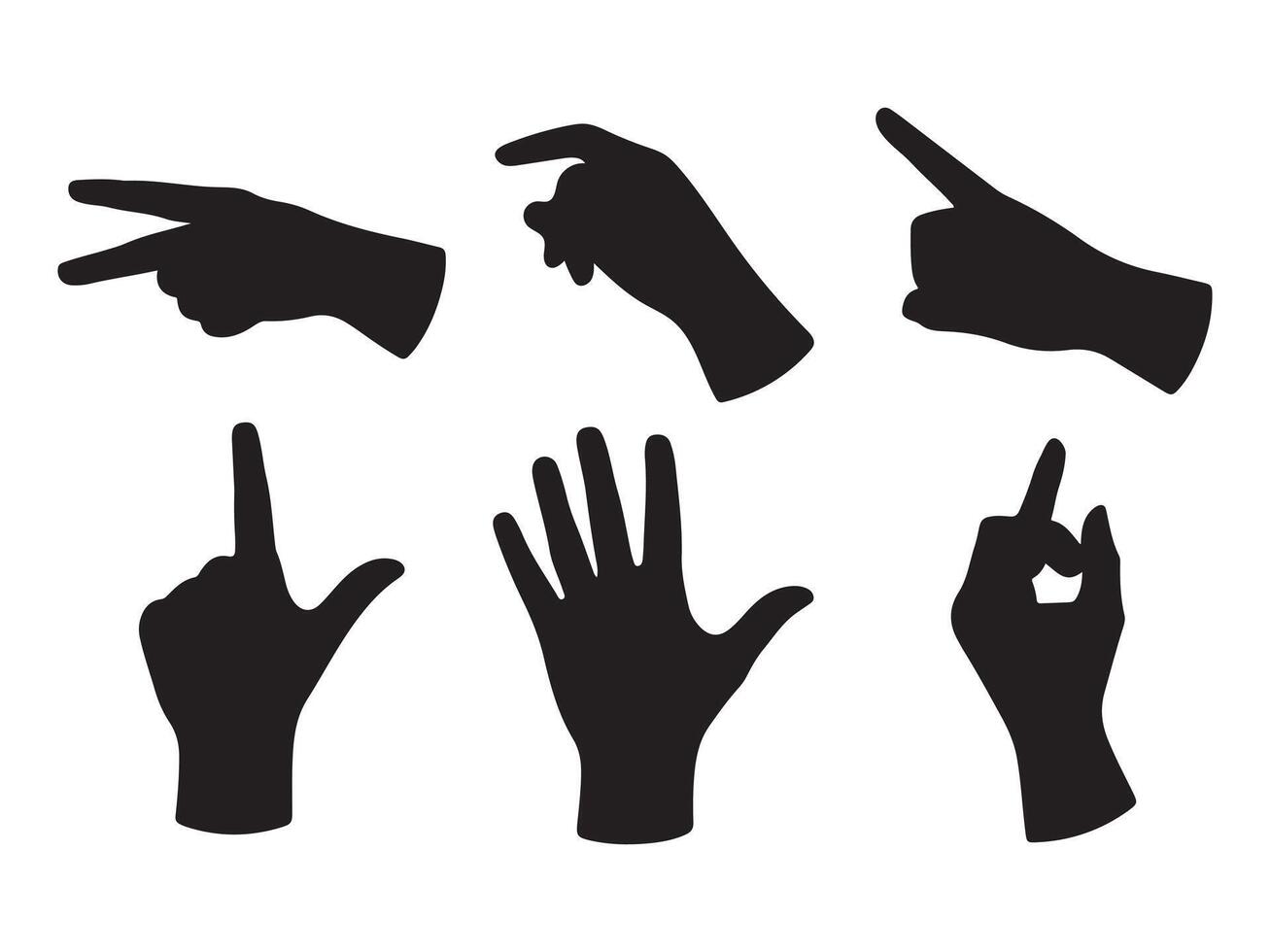 Black silhouettes of hands in various gestures vector
