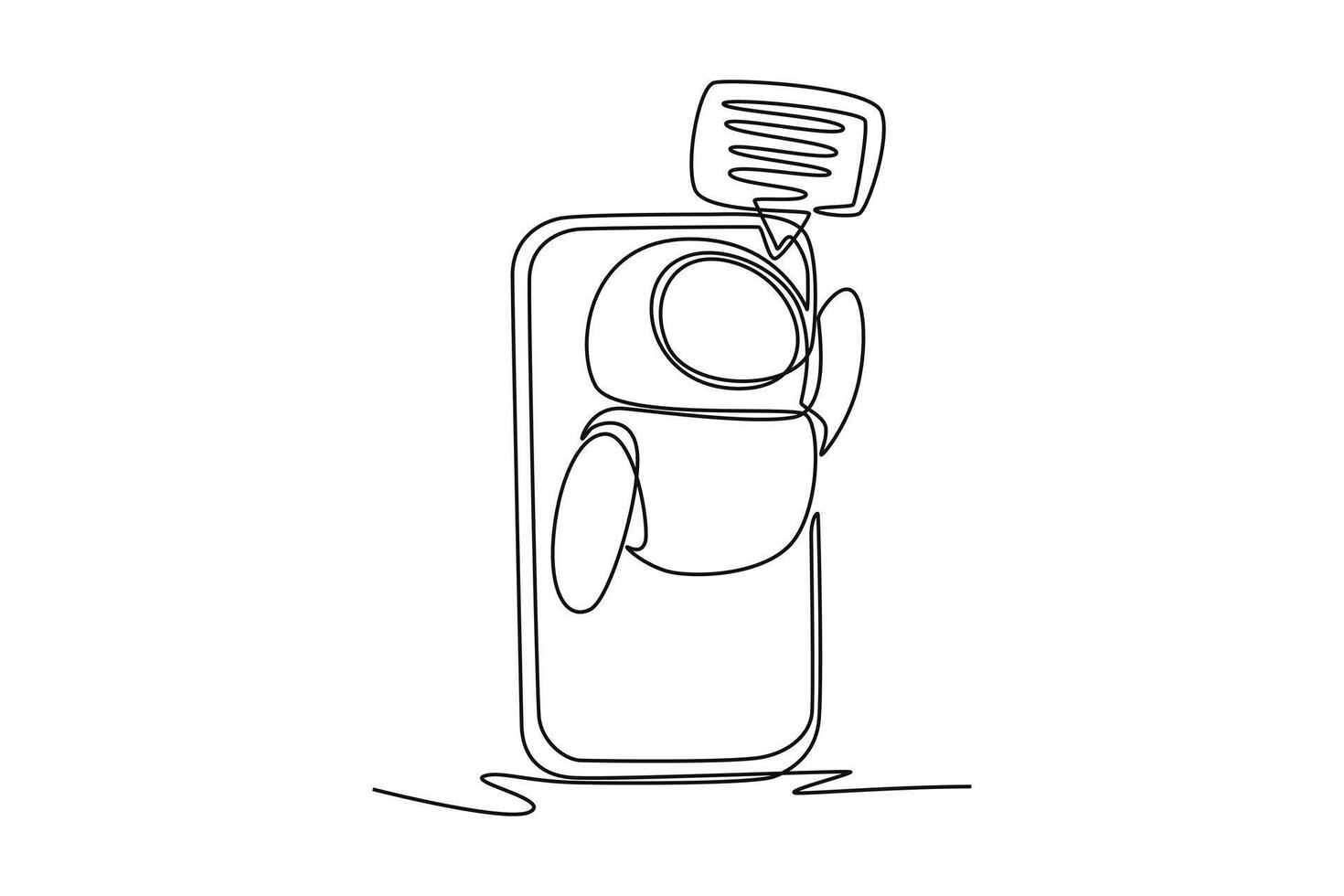 robot chatbot in smartphone voice application. AI chat concept. Single line draw design. graphic illustration vector