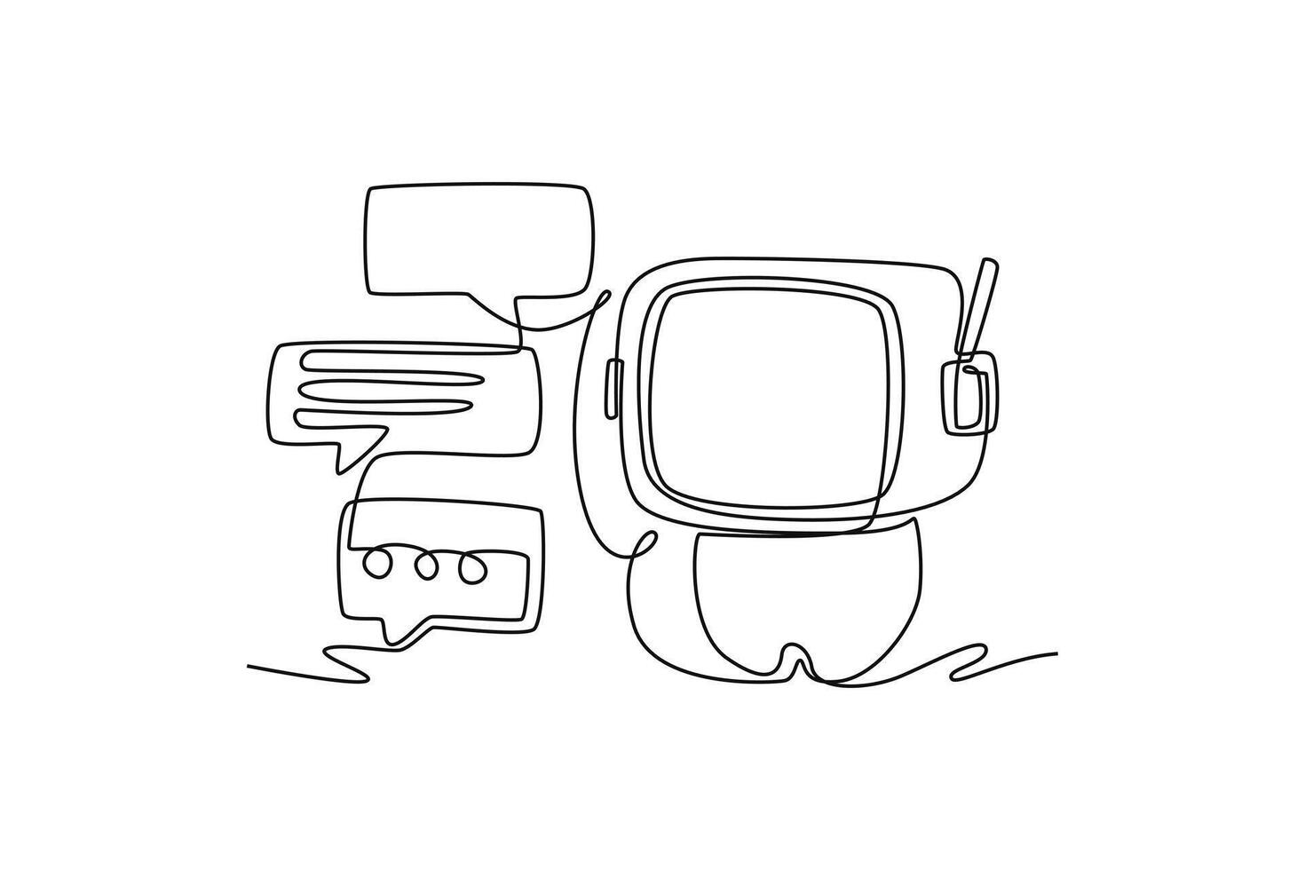 AI chat concept. Single line draw design. graphic illustration vector