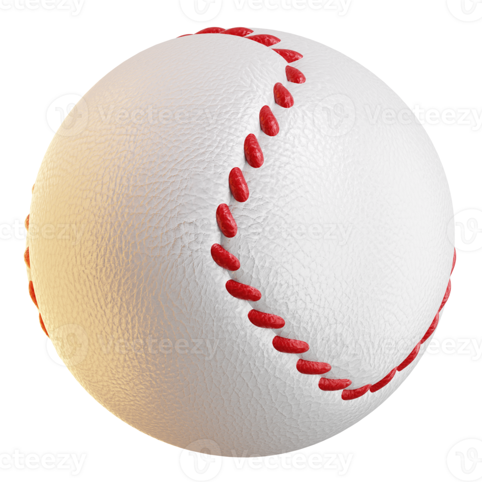 Baseball with red stitching 3d rendered icon png