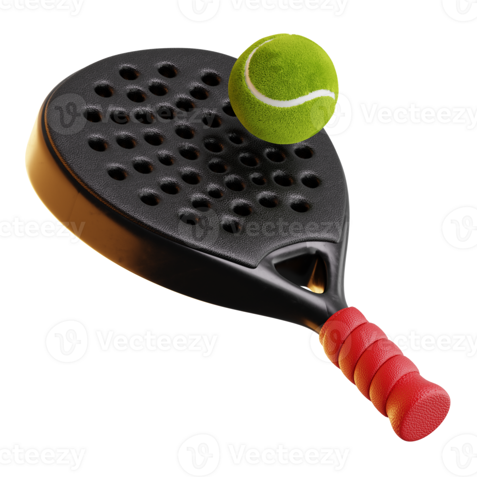 Padel racket and ball 3d rendered icon png