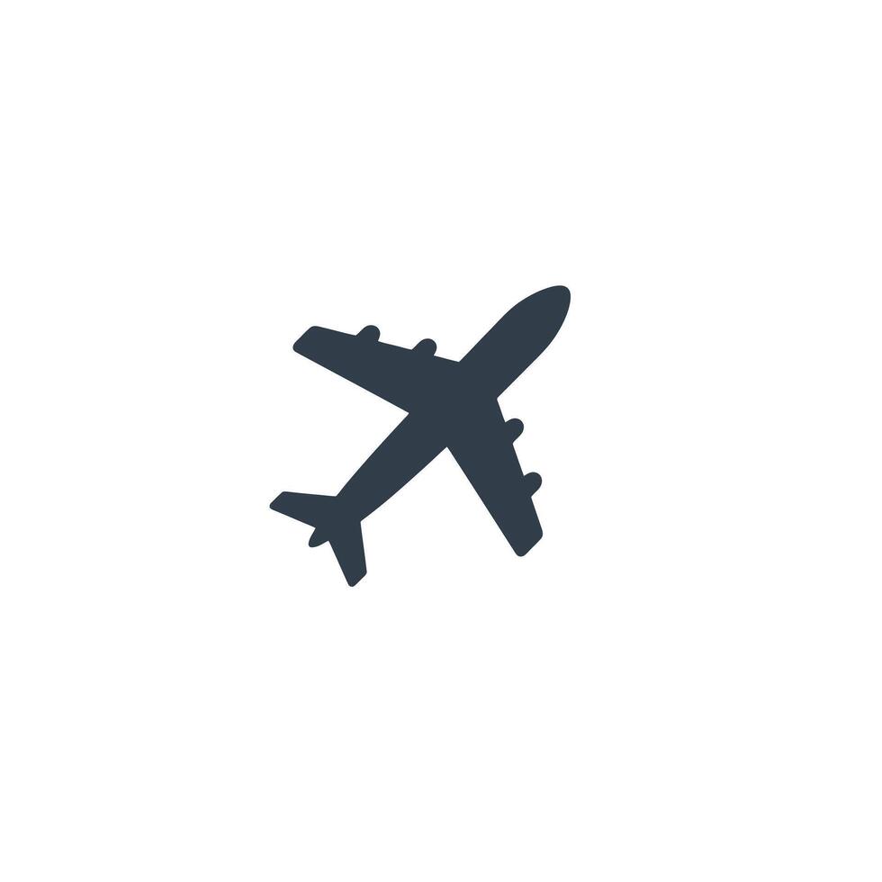 Airplane Silhouette Illustration with Info and Home Base Symbols vector
